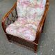 Fauteuil rotin et osier adulte bordeaux avec coussin 1970