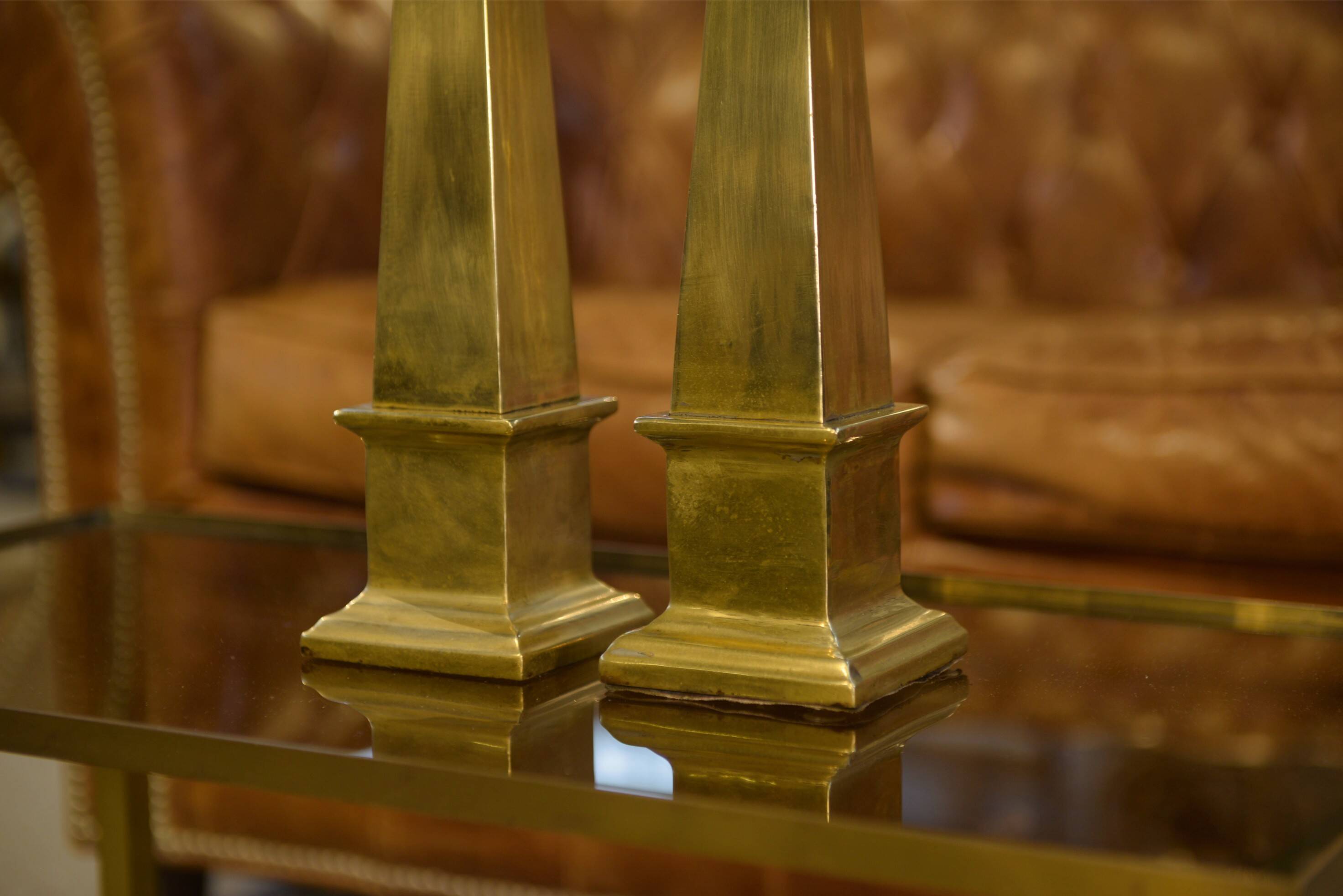 Pair of brass obelisks 1960s