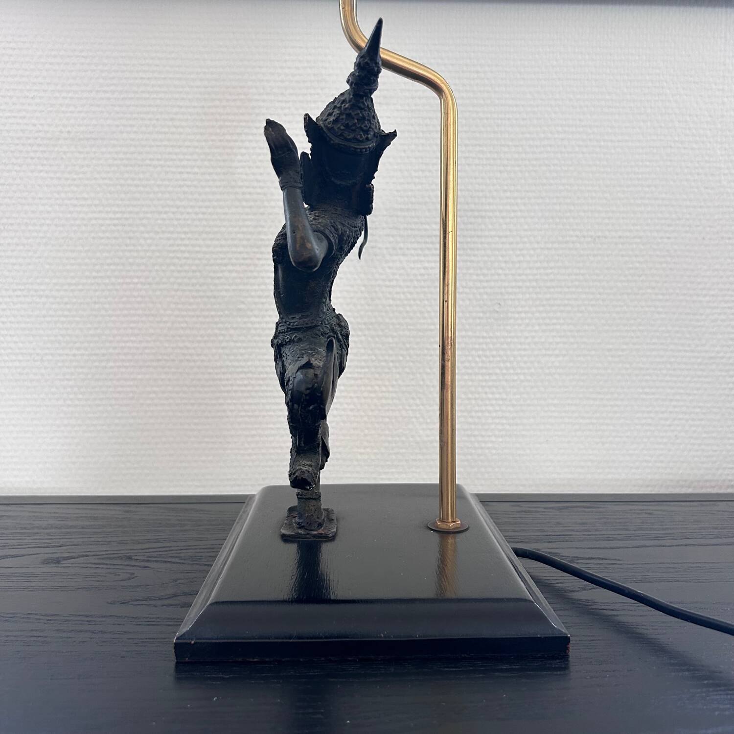 Thai warrior lamp base in bronze
