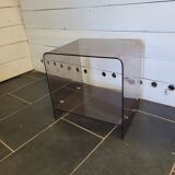 Smoked plexiglass side table from the 70s