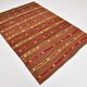 Tapis Kilim vintage marron et rouge fait main 5x7, 153x220 cm