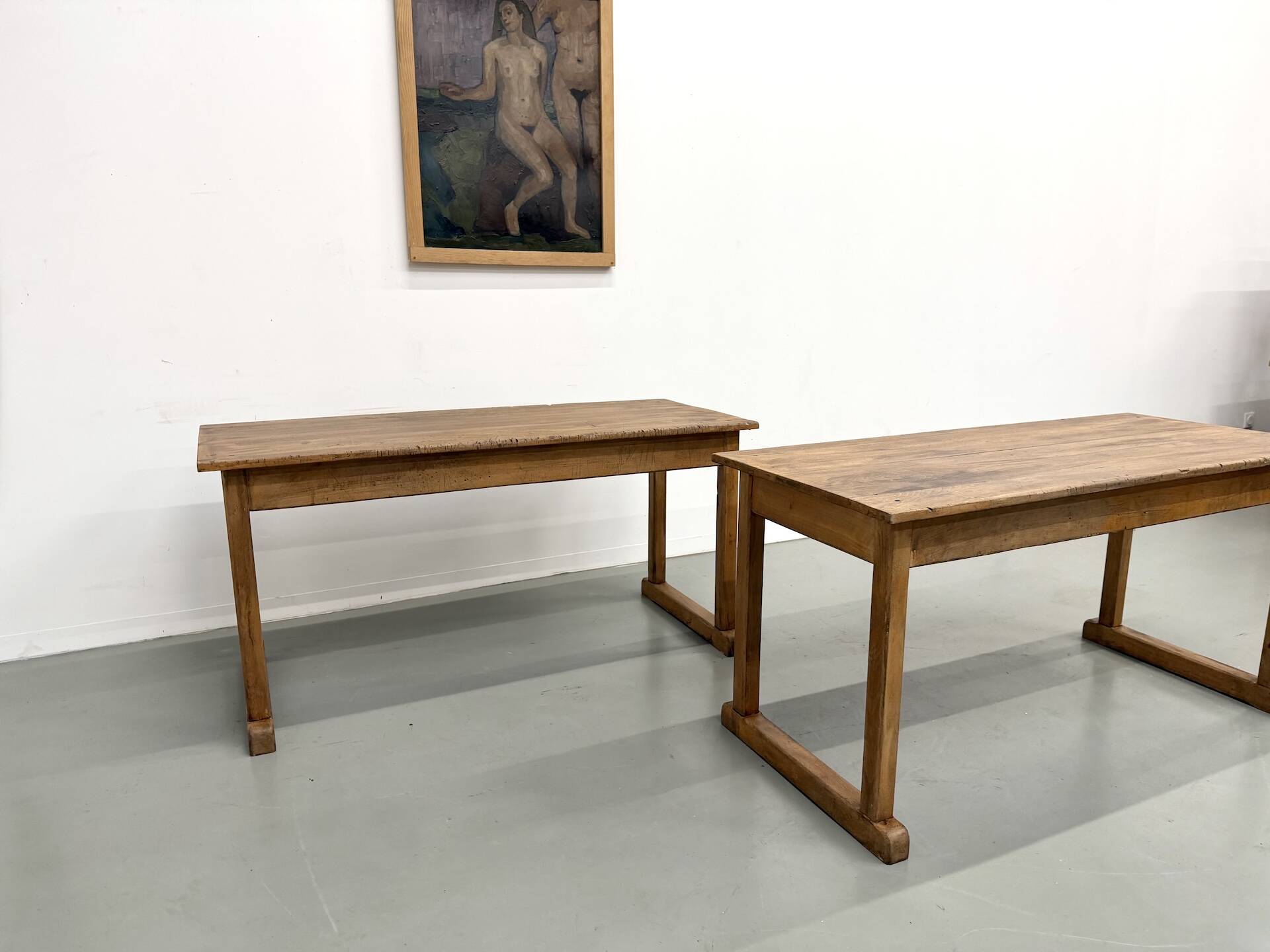 Pair of Vintage Community Tables in Solid Beech