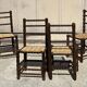4 wooden and rope bobbin leg chairs attributed to Charles Dudouyt 1940
