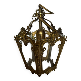Suspension lanterne laiton vintage
