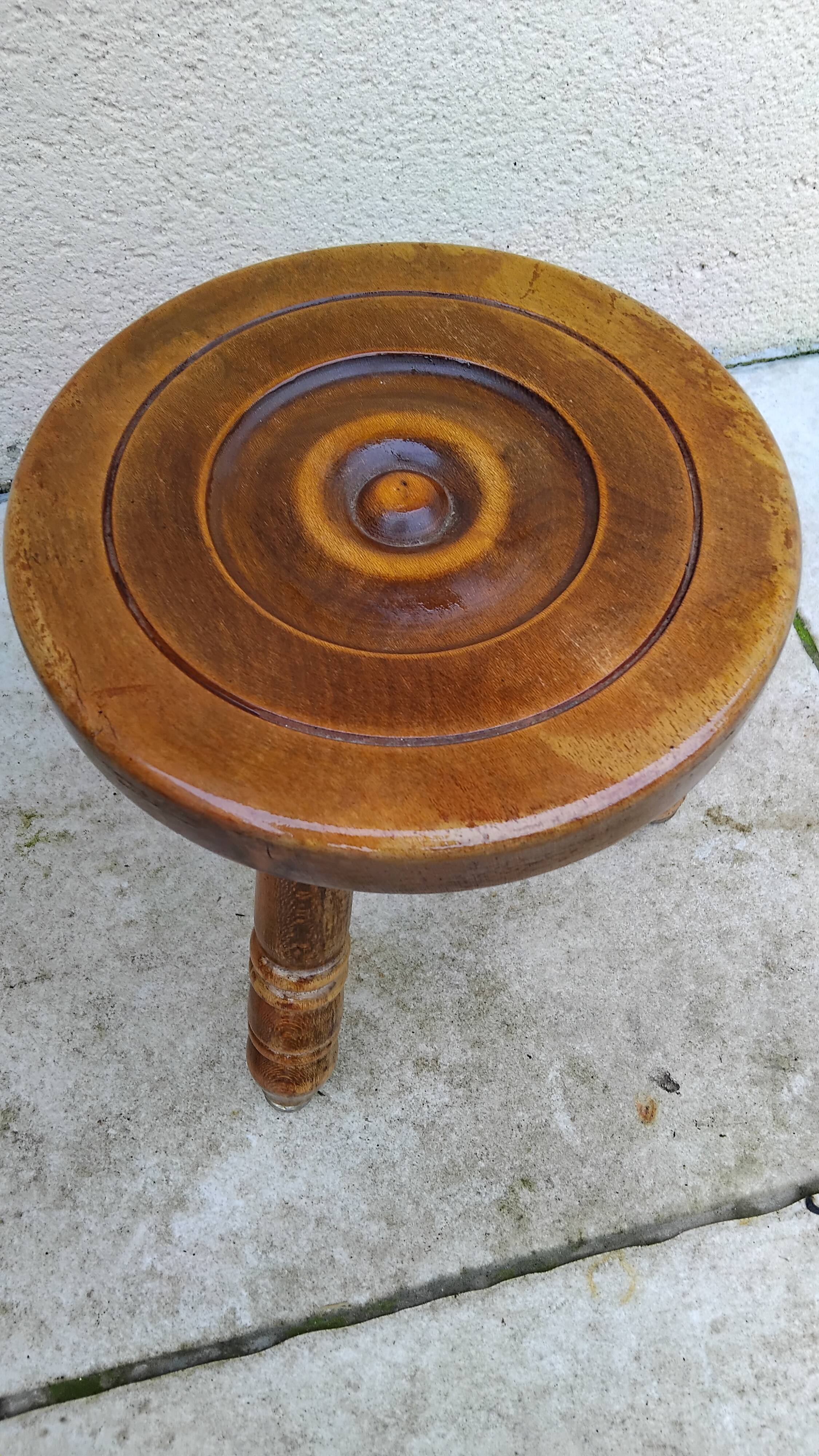 Small low vintage wooden stool