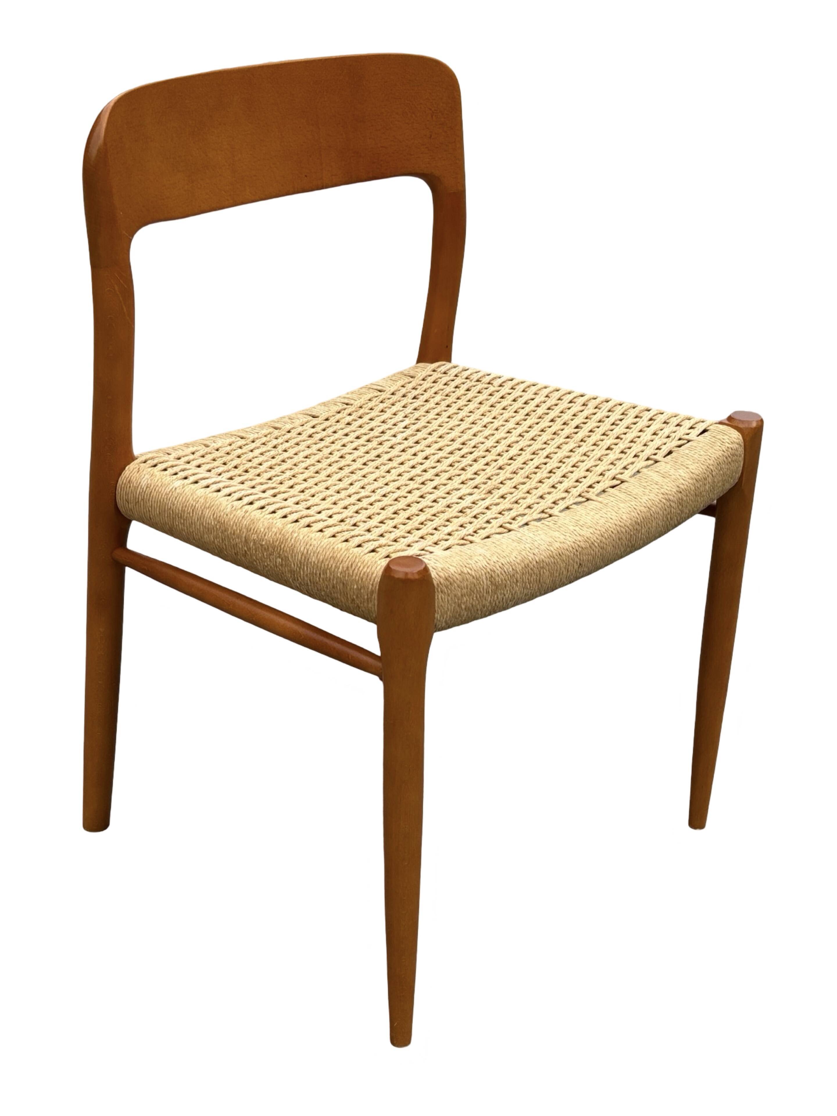 Set of 4 JL Moller model 75 chair by Niels Otto Moller Danish Design
