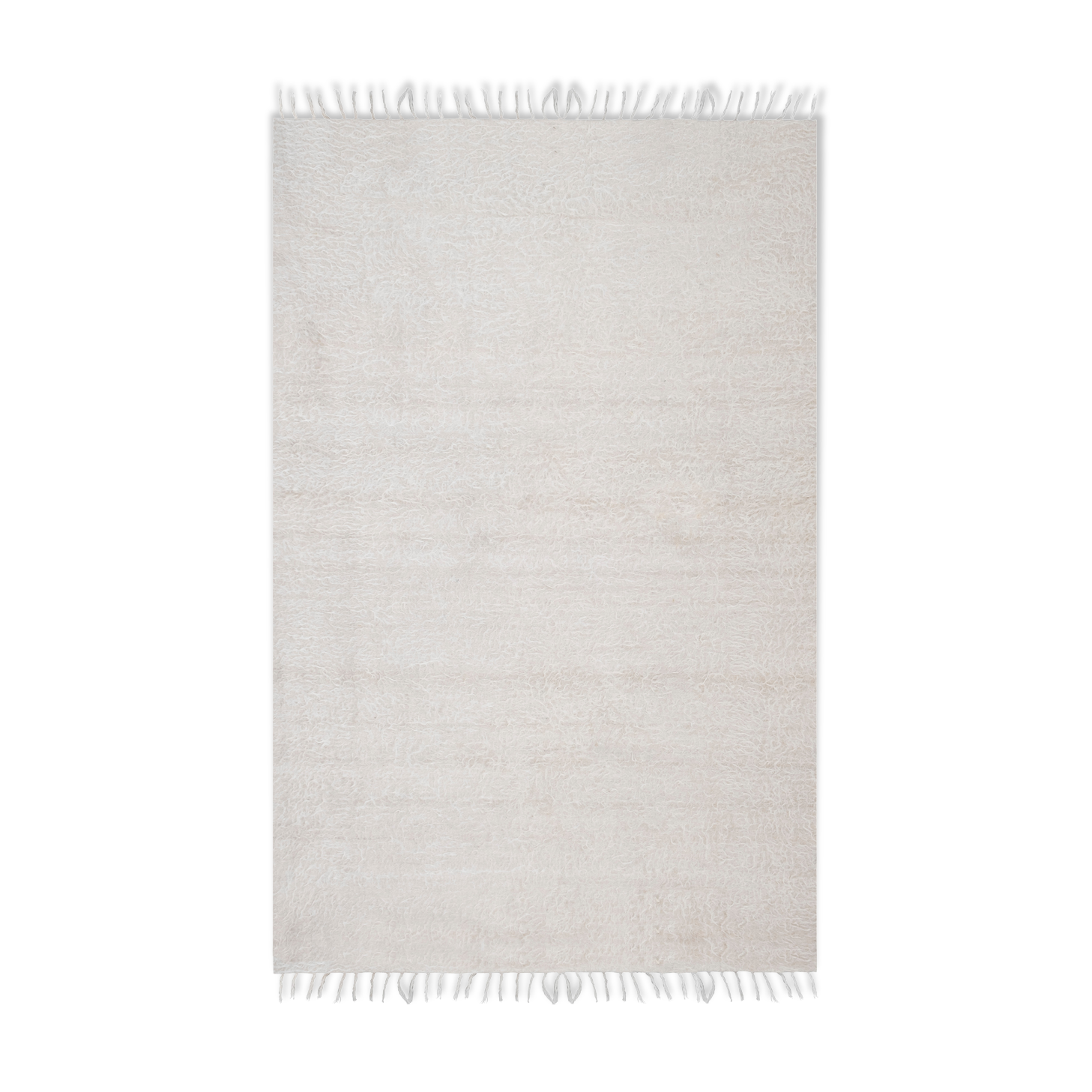 1970s Vintage White Siirt Kilim Blanket Rug 4'2" X 6'2"