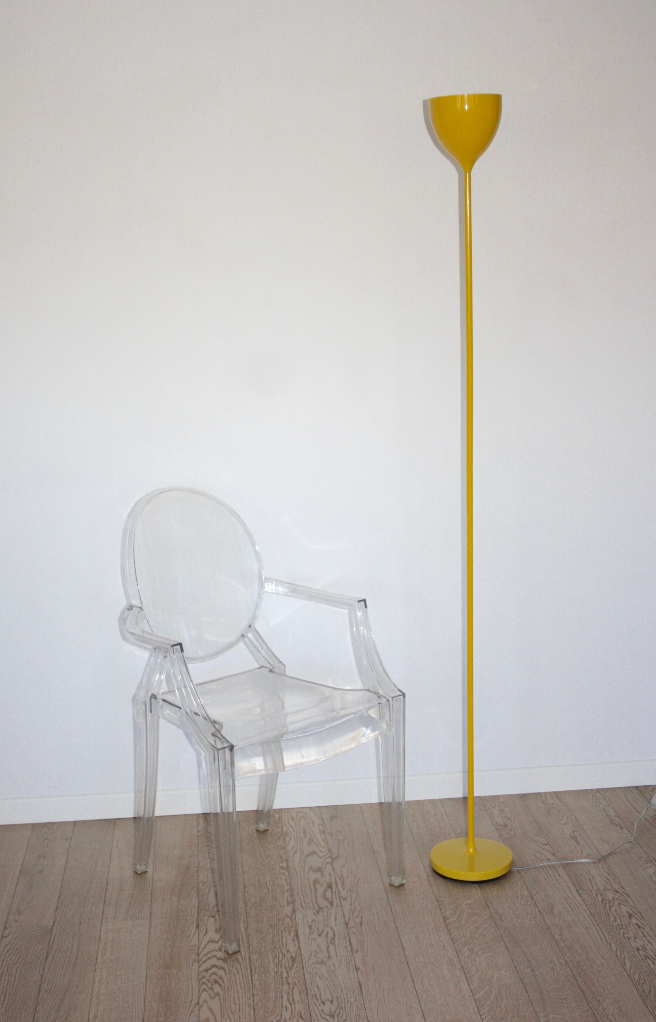 Yellow lacquered design floor lamp