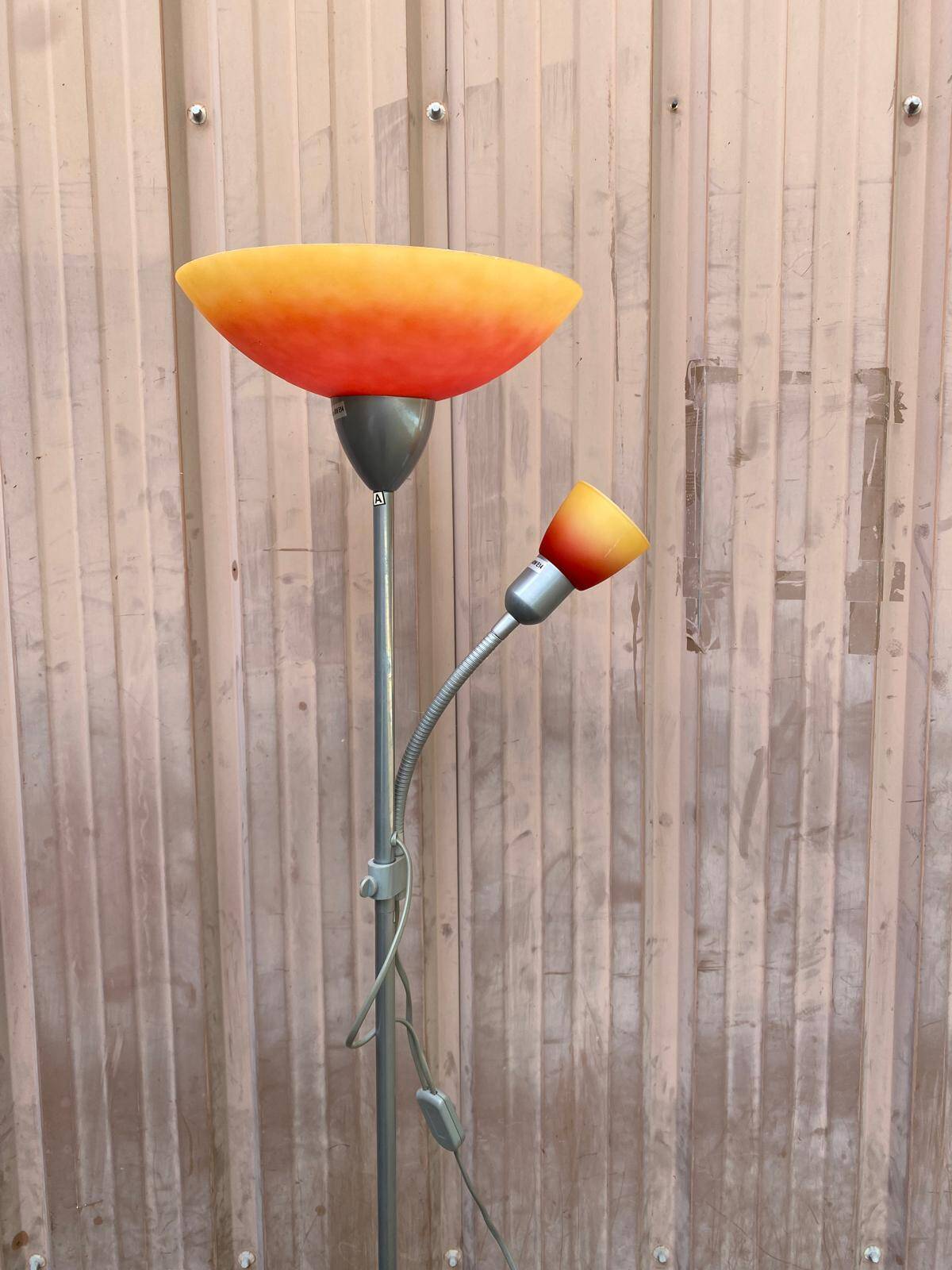Globo floor reading lamp – Orange/yellow glass lampshades from the 1920s