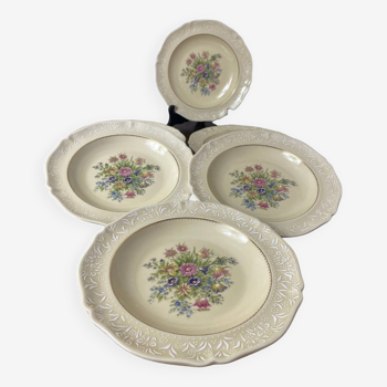 6 assiettes creuses anciennes en porcelaine de Limoges « Fabrique Royale »