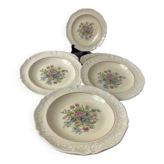 6 assiettes creuses anciennes en porcelaine de Limoges « Fabrique Royale »