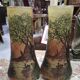 Paire de vases en verre émaillé, à décor finement peint