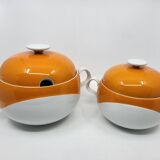 Heinrich Germany complete service in white and orange porcelain Space Age 1970