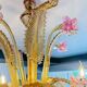 Venetian glass chandelier with pink and gold floral decoration – 6 lights