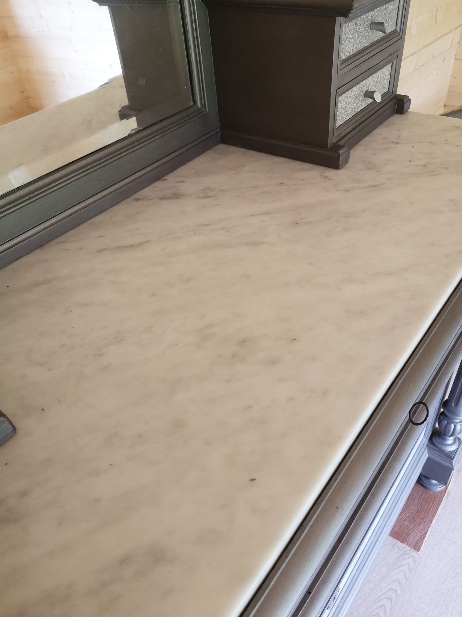 Commodity mirror year 1900 - 1920 Painted wood and white marble