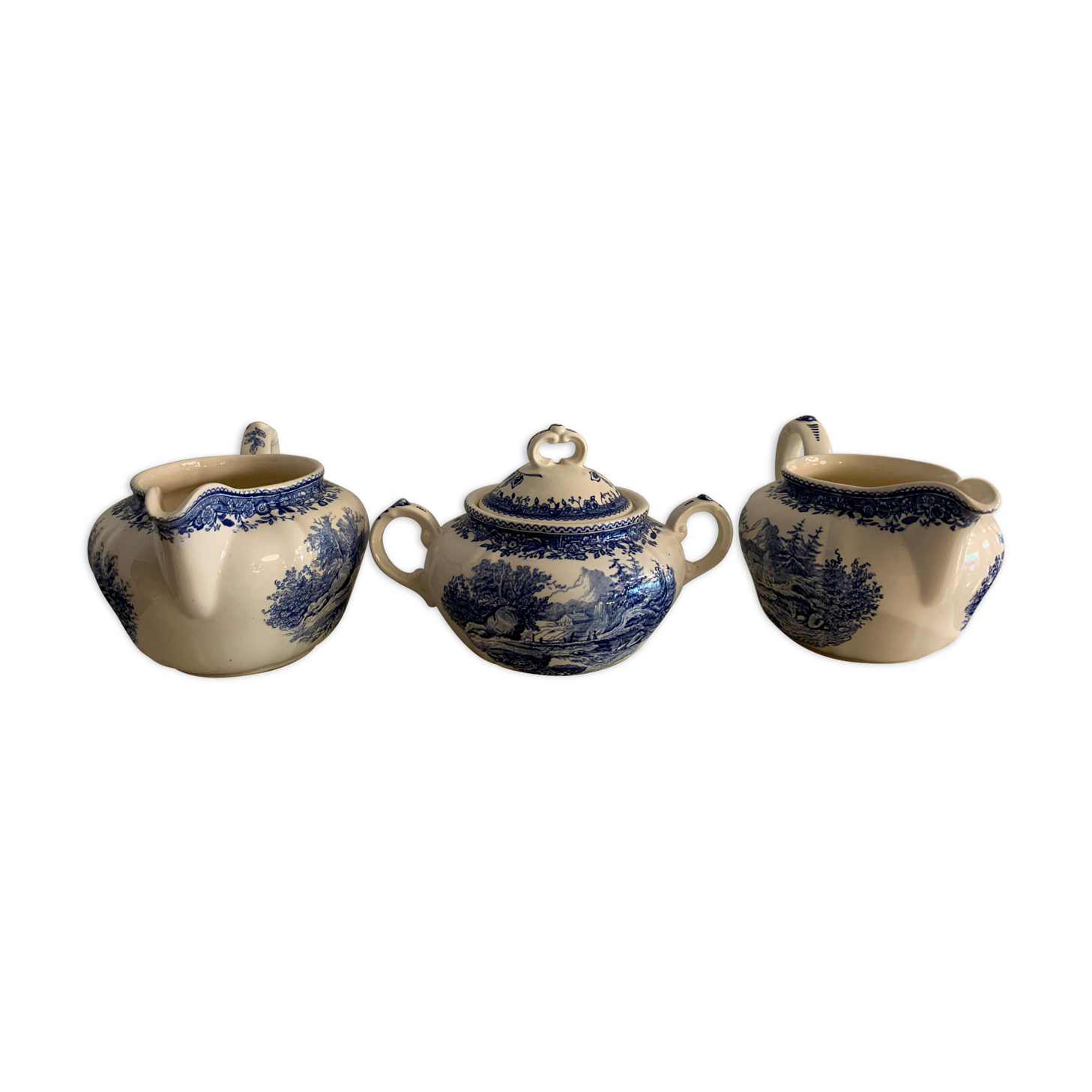 Villeroy and Boch Burgenland blue and white sugar and milk pots