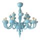 Contemporary 18 Arms Matte Light-Blue Murano Style Glass Chandelier