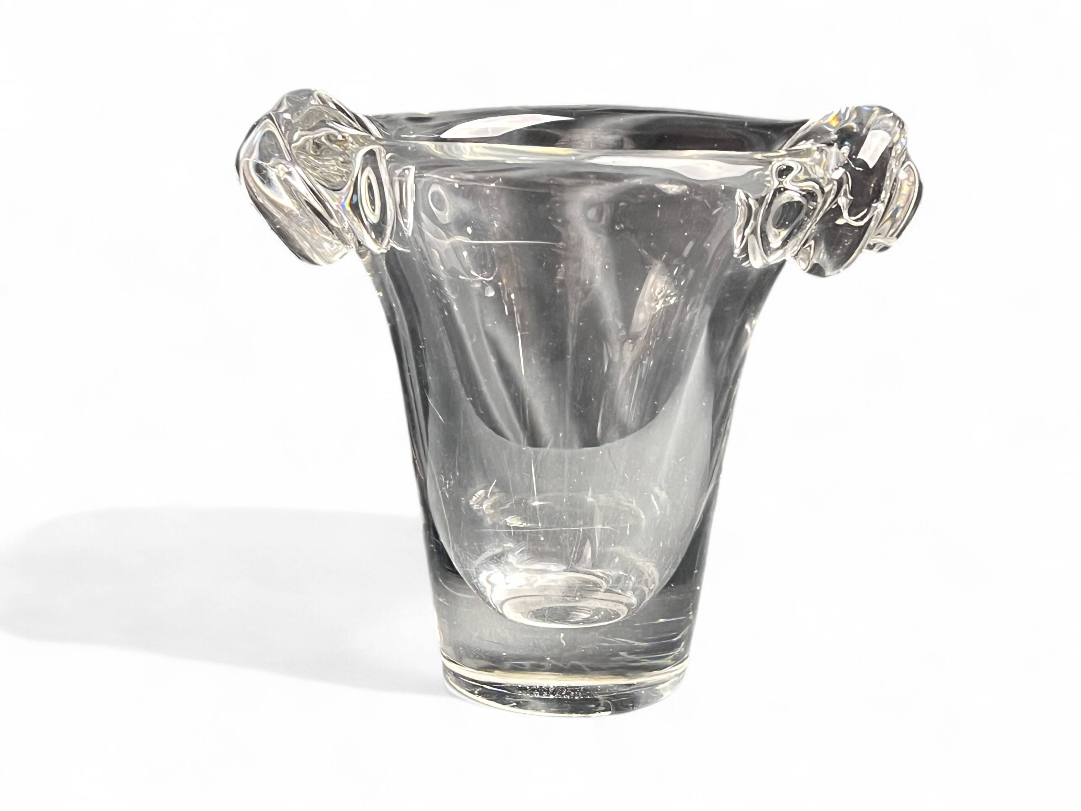 Daum, crystal vase with coiled sockets circa 1970