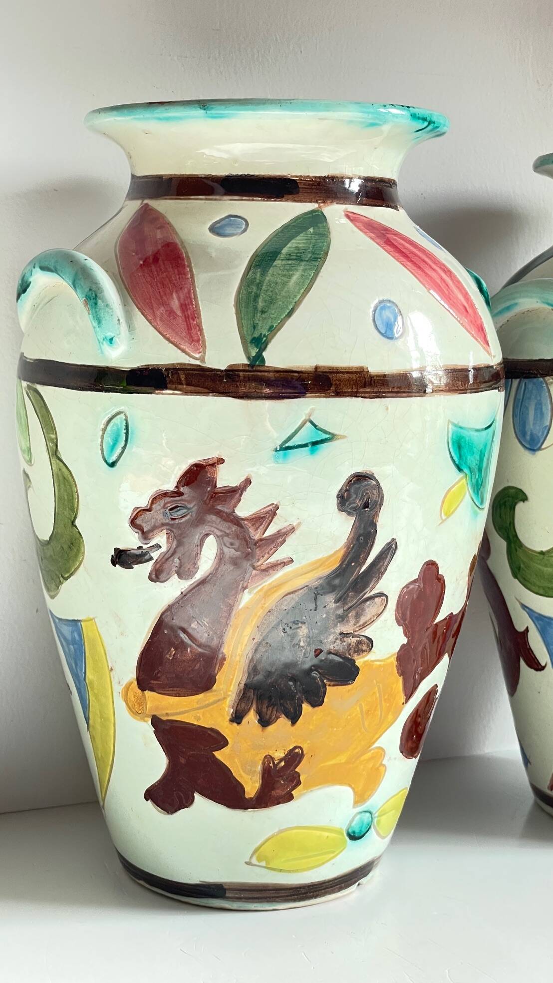 Vases vintage italy motif dragon