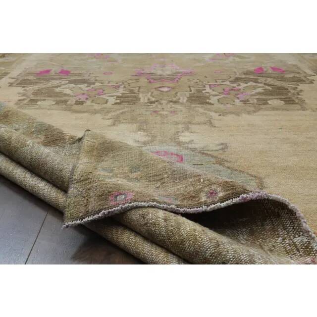 1970s Vintage Turkish Hand-Knotted Wool Cotton Orange Runner Rug 197x613