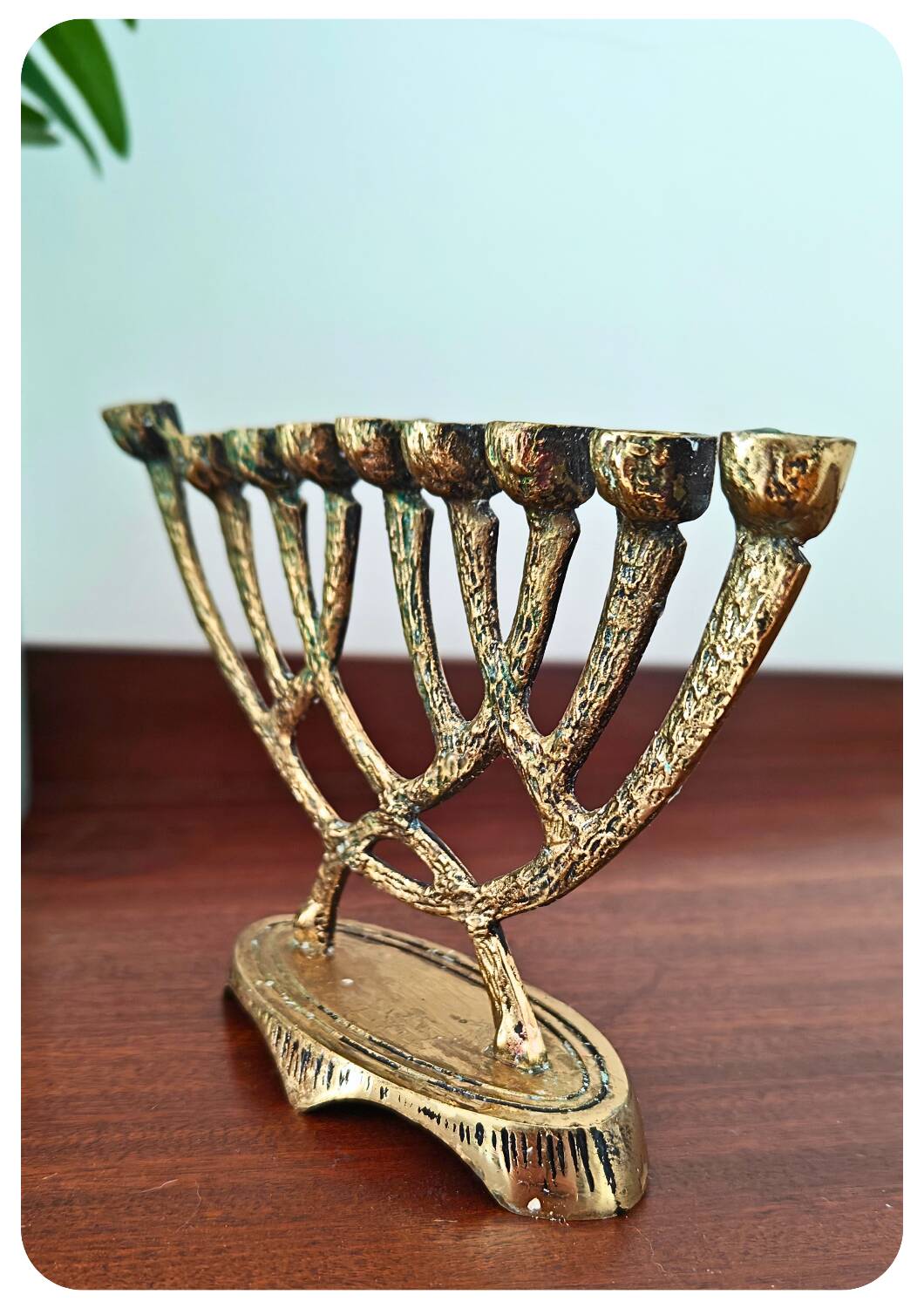 Vintage brass wainberg m8534 israel menora 9 candle holder
