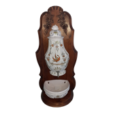 Fontaine et lave mains Moustier support bois sculpté, fait main