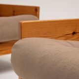 Pair of Minimalist Pine Lounge Chairs, Italy, 1970s