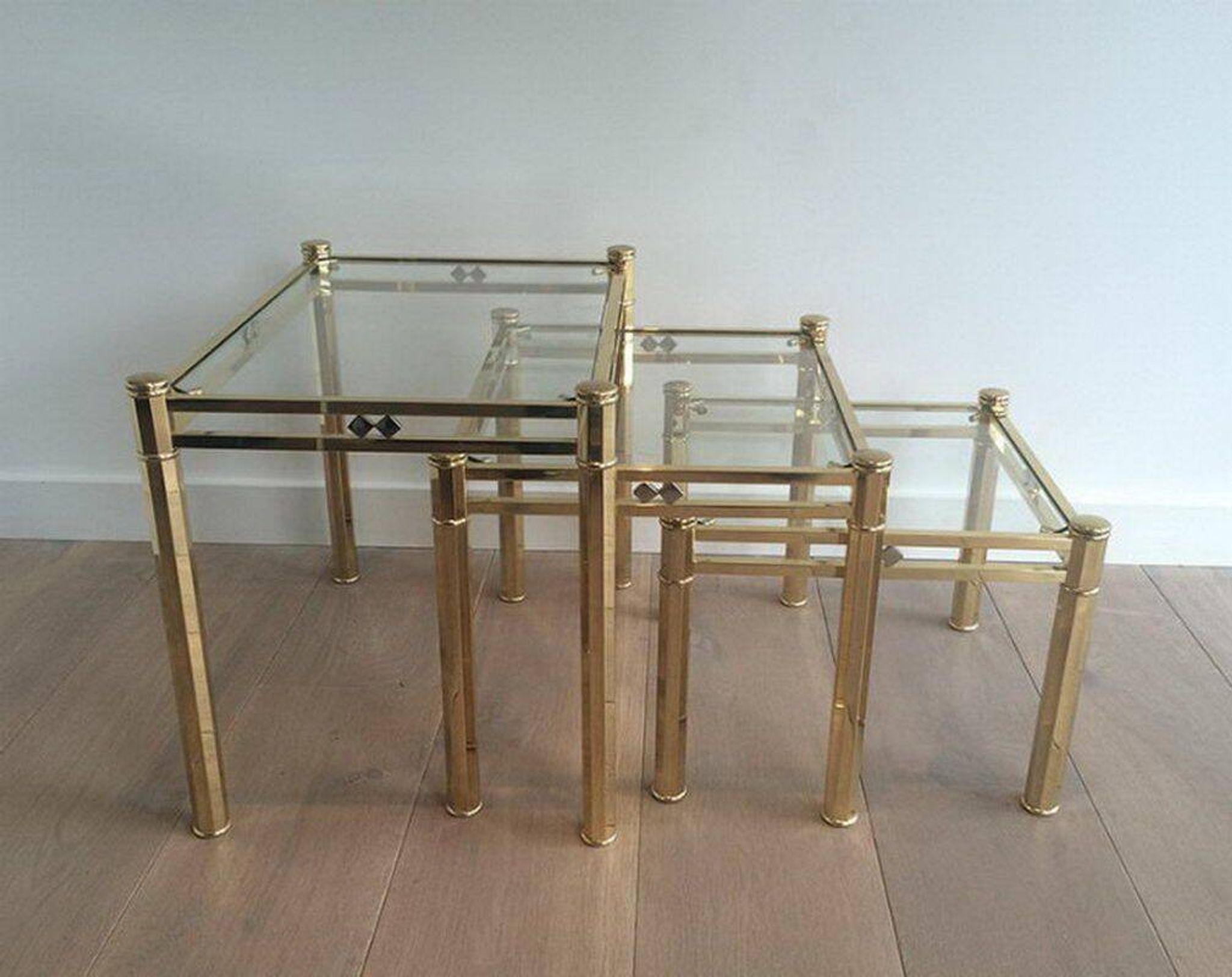 Set of 3 nesting brass tables