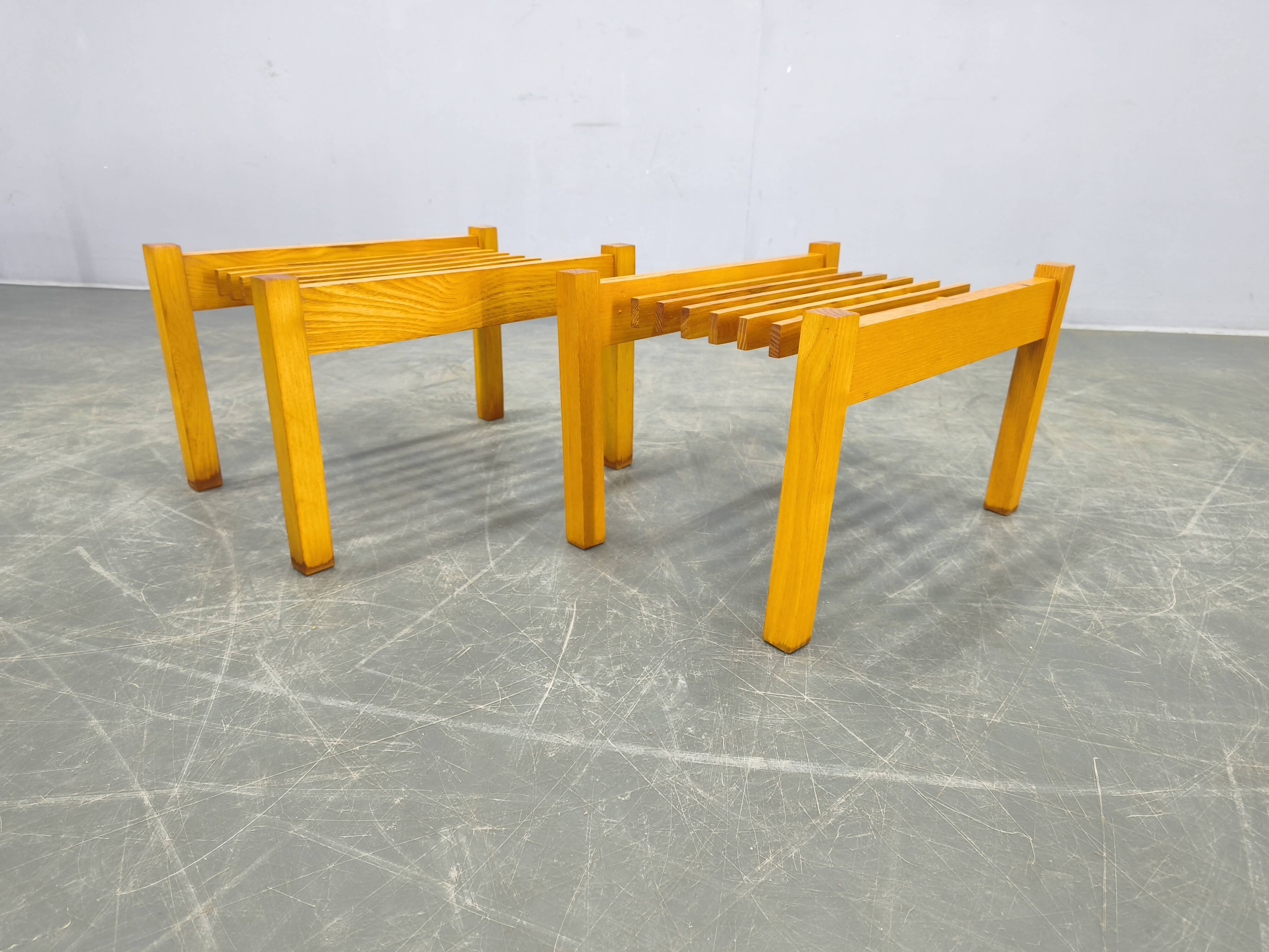 Set of Three Mid-Century Wooden Plant Stands, Czechoslovakia 1970s