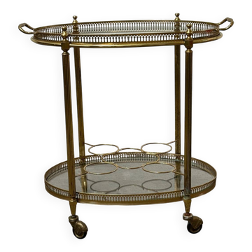 Rolling dessert trolley, brass service cart