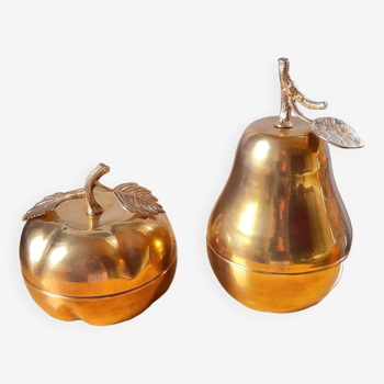 Apple and pear brass boxes from the 70s
