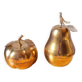 Apple and pear brass boxes from the 70s