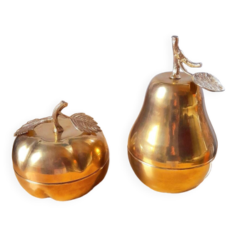 Apple and pear brass boxes from the 70s