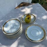 Porcelain set of small plates golden Limoges France