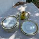 Porcelain set of small plates golden Limoges France