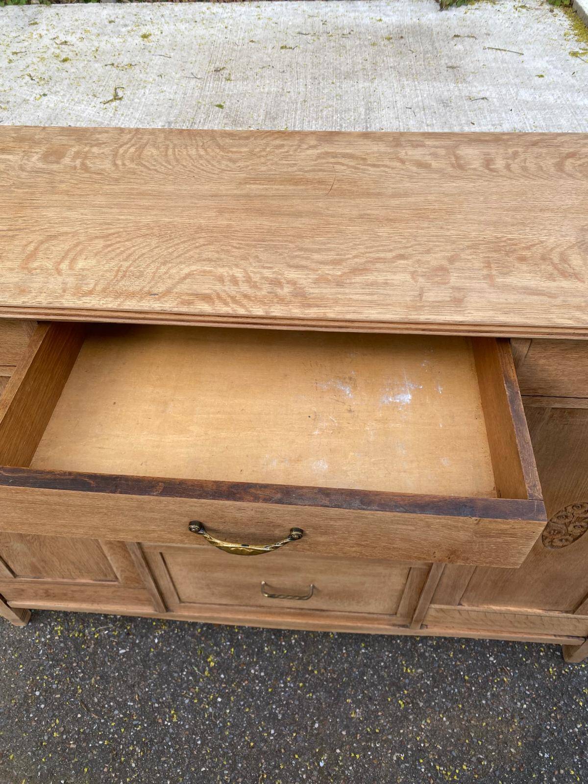 Renovated vintage Art Deco Parisian buffet in wood, 1940, 144cm.