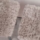 Set of two vintage chrome stools with fluffy upholstery