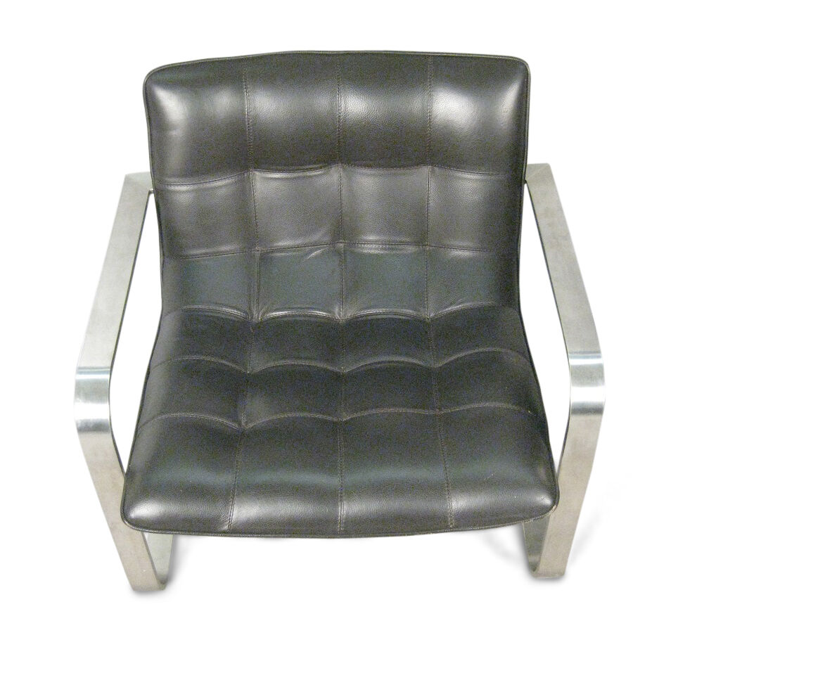 Modern leather and steel armchair