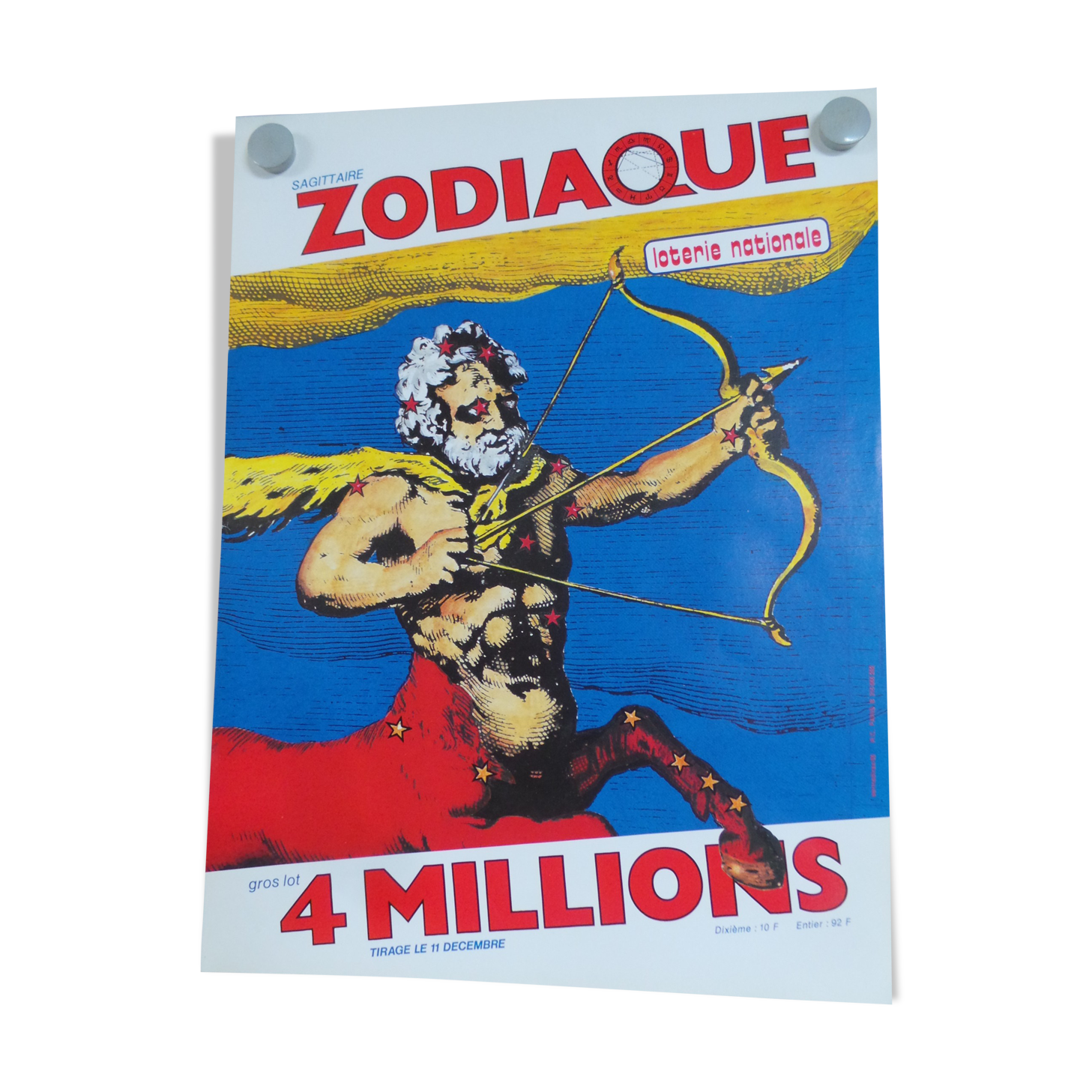 Original National Zodiac Lottery poster Sagittarius 1985