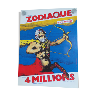 Affiche originale loterie nationale  zodiaque Sagittaire 1985