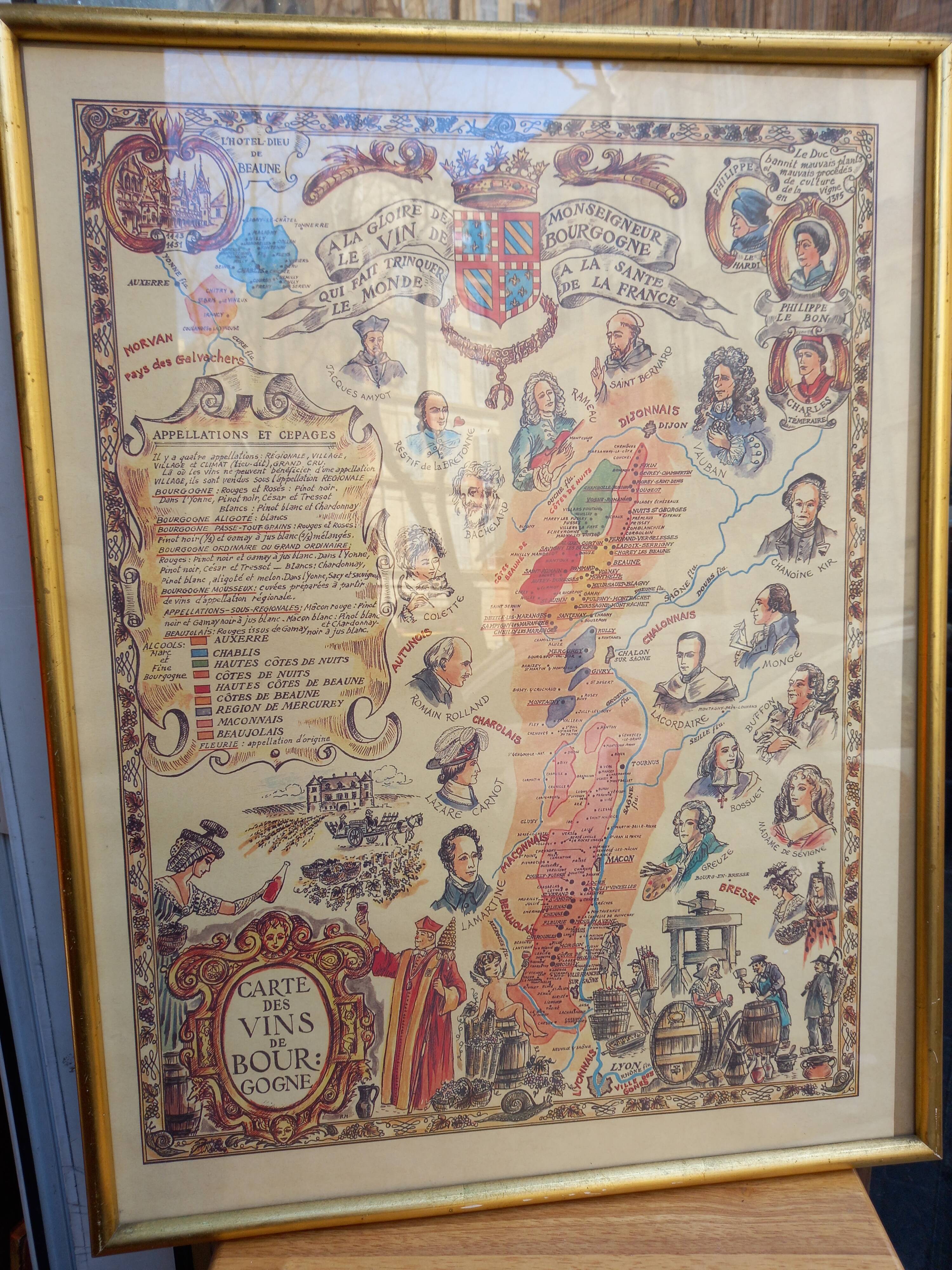 Poster framed burgundy wine