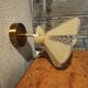 Pair of vintage wall lights in pale yellow granite glass