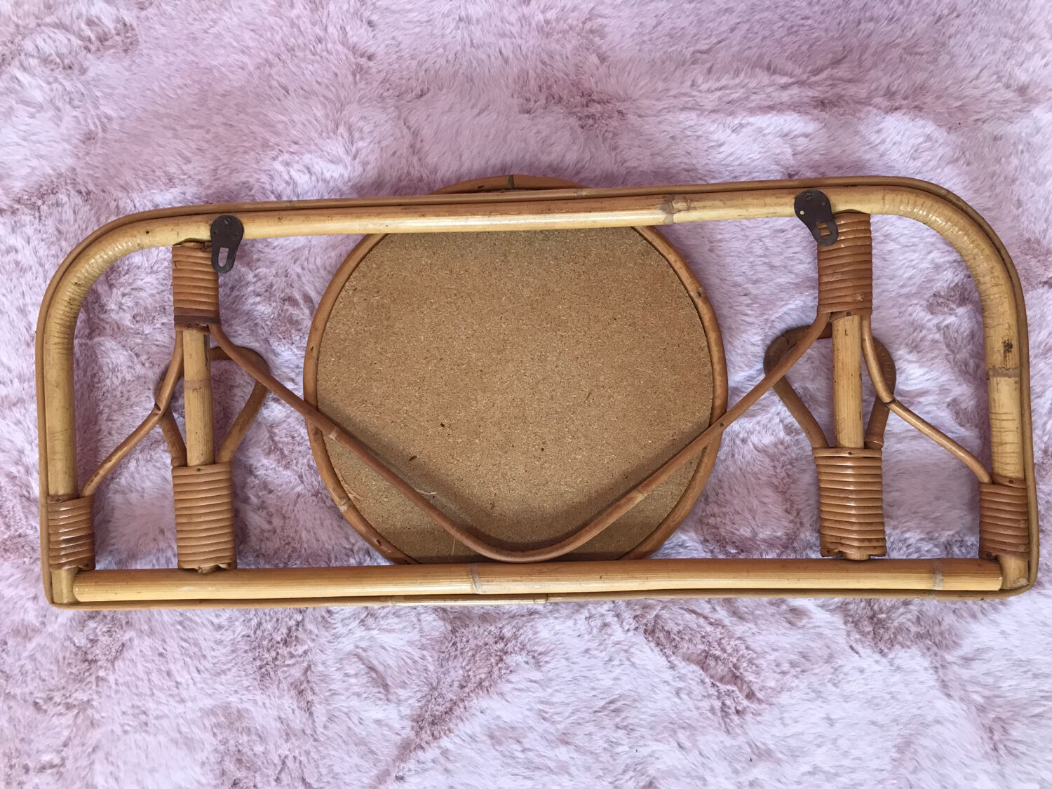 Rattan coat rack and vintage mirror