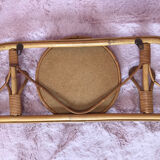 Rattan coat rack and vintage mirror