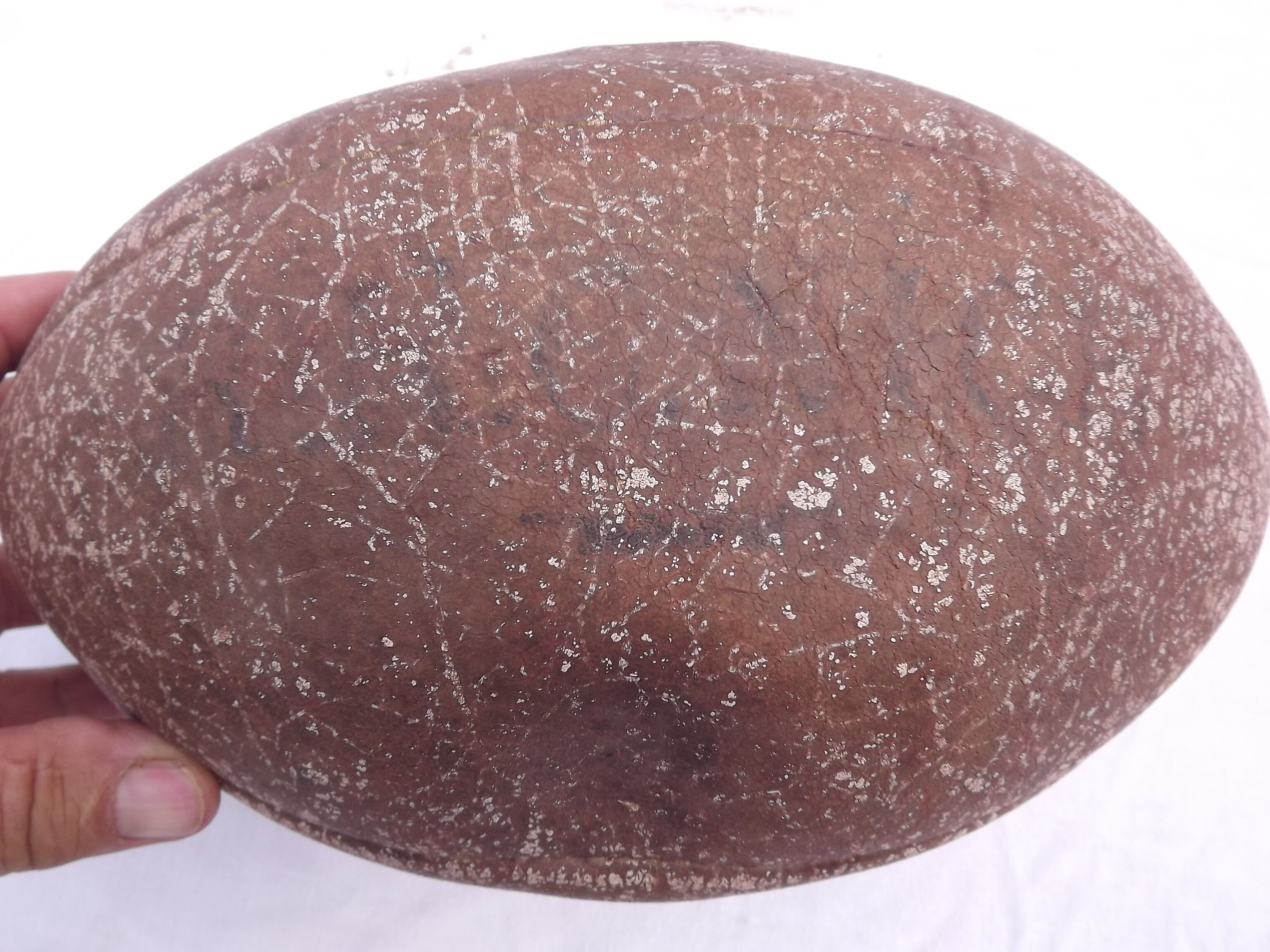 Old leather rugby ball