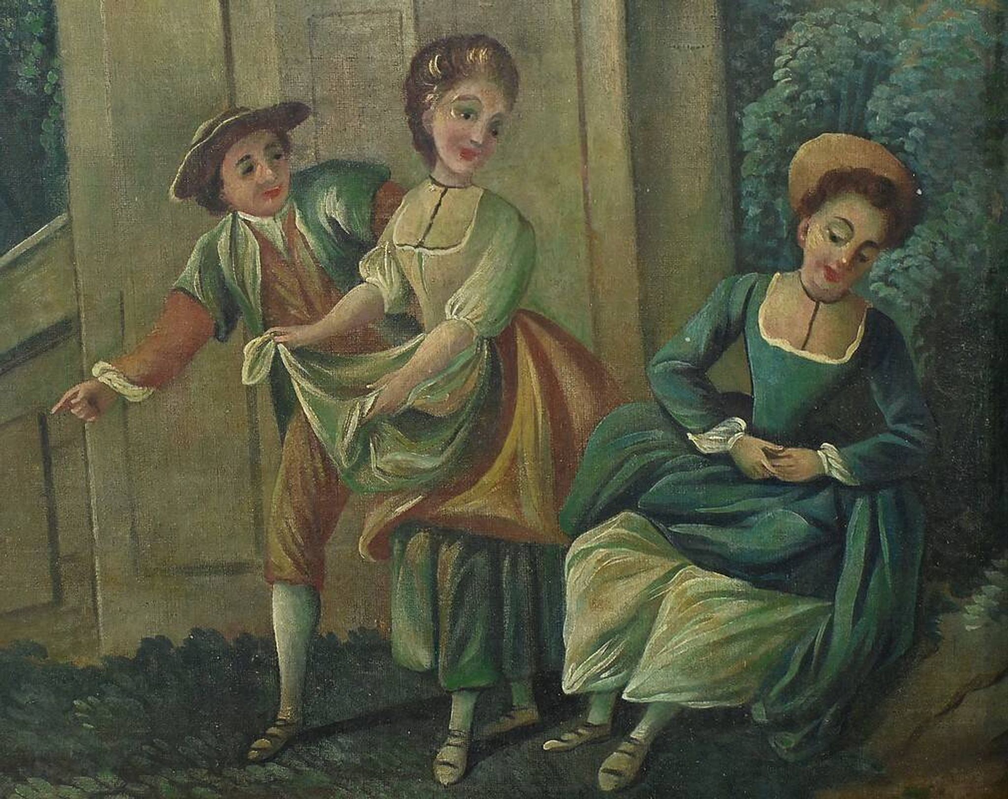 Painted wooden trumeau mirror, Louis XV style – first part of the 20th century