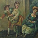 Painted wooden trumeau mirror, Louis XV style – first part of the 20th century