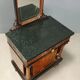 Antique walnut bedside tables with marble and burl, Italy, 20th century.