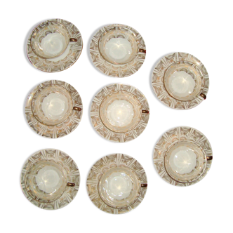 Coffee Cups + Saucers Fine Porcelain Bavaria White and Vintage Gold 50/60