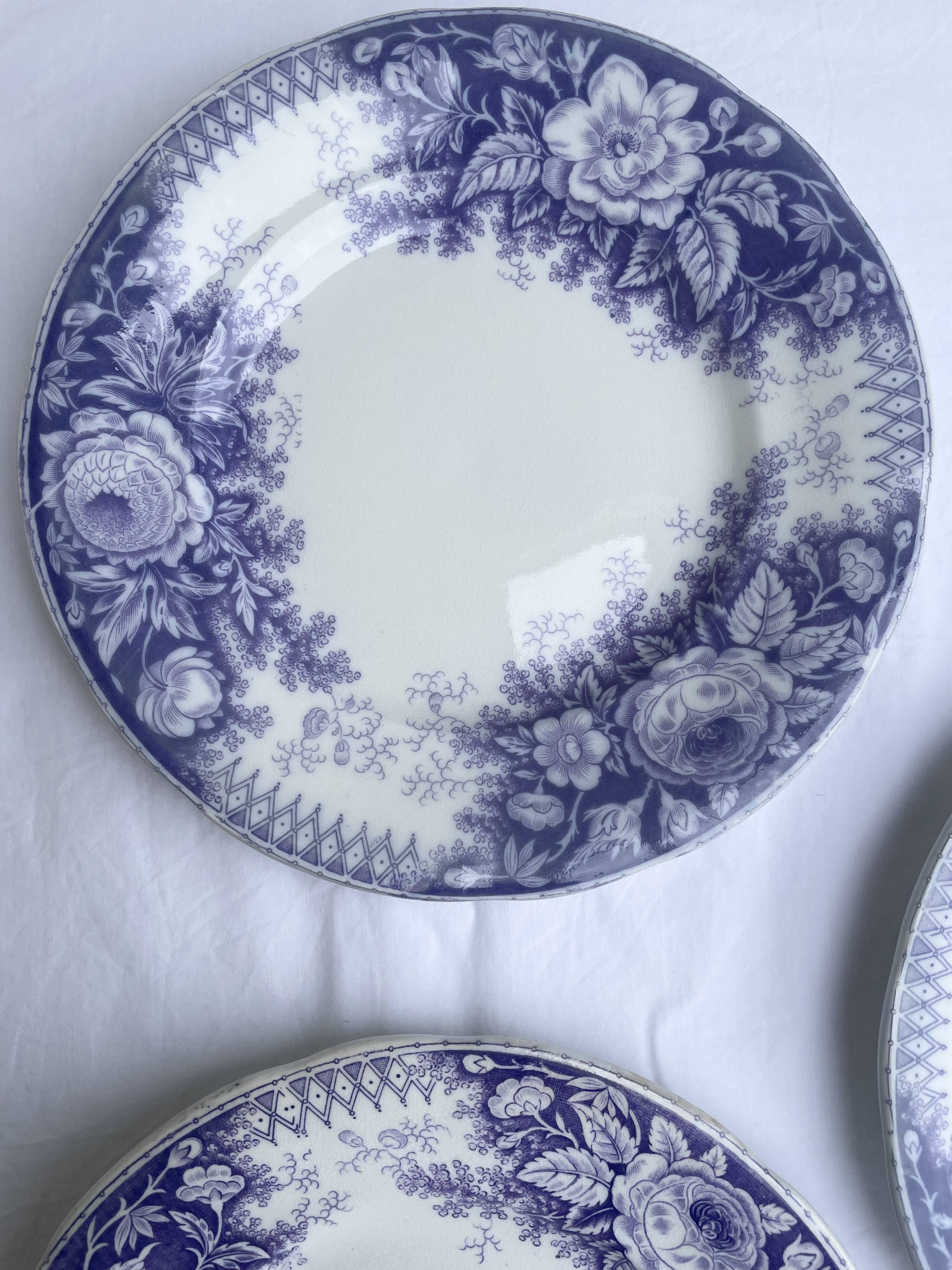 Dessert plates Sarreguemines model Jardinière 19th century